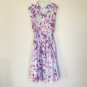 Amanda Bond Voile Tiered Resort Coverup Midi Dress Drawstring‎ Waist Hand Dyed M